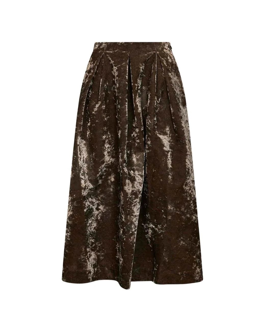 Uma Wang Brown Inverted-Pleat Flared Midi Skirt