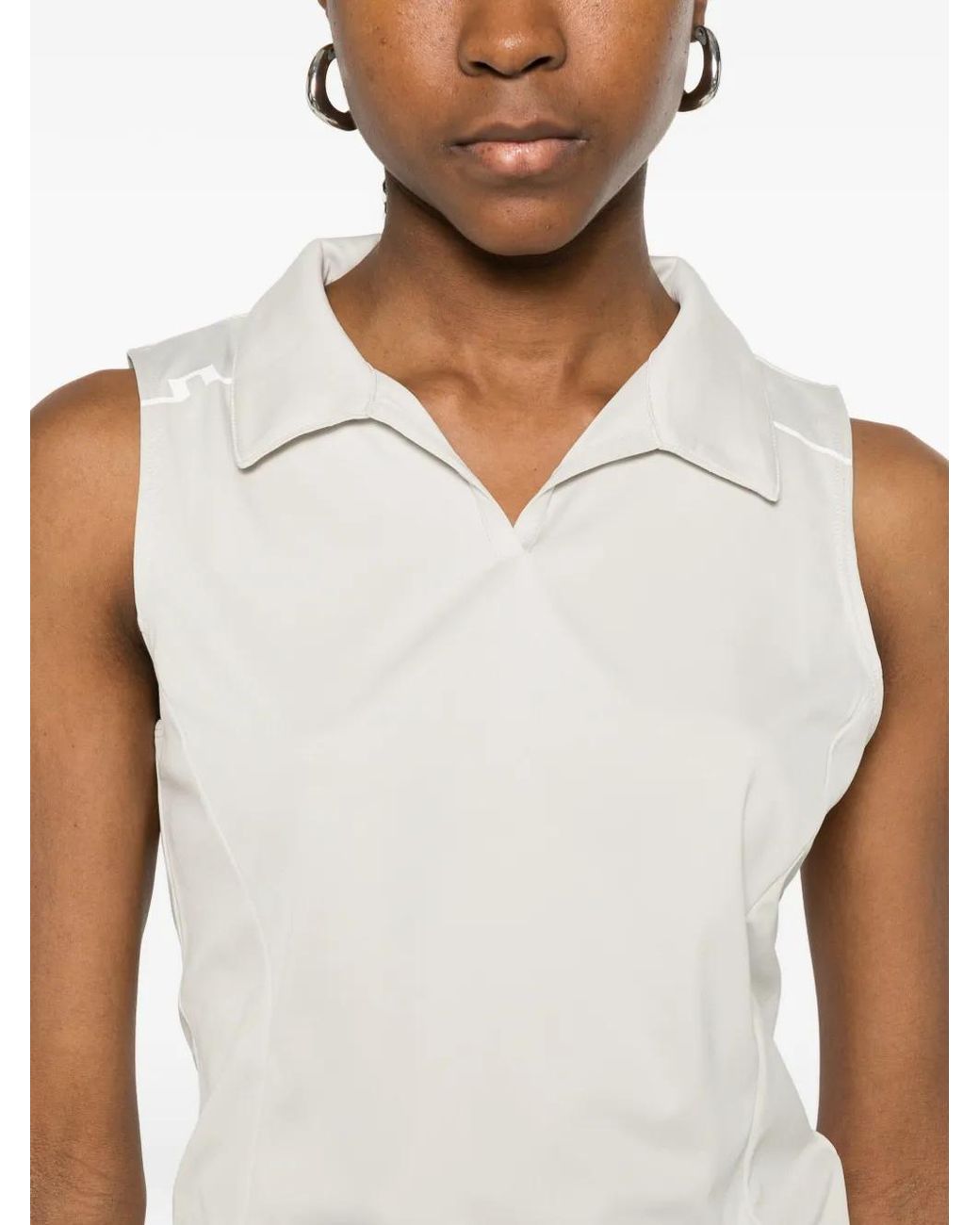 J.Lindeberg White Leah Sleeveless Polo Top