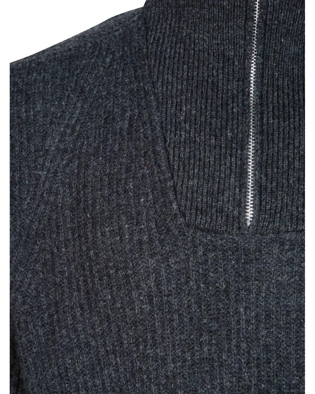 Amaranto Blue Half-Zip Ribbed Sweater for men