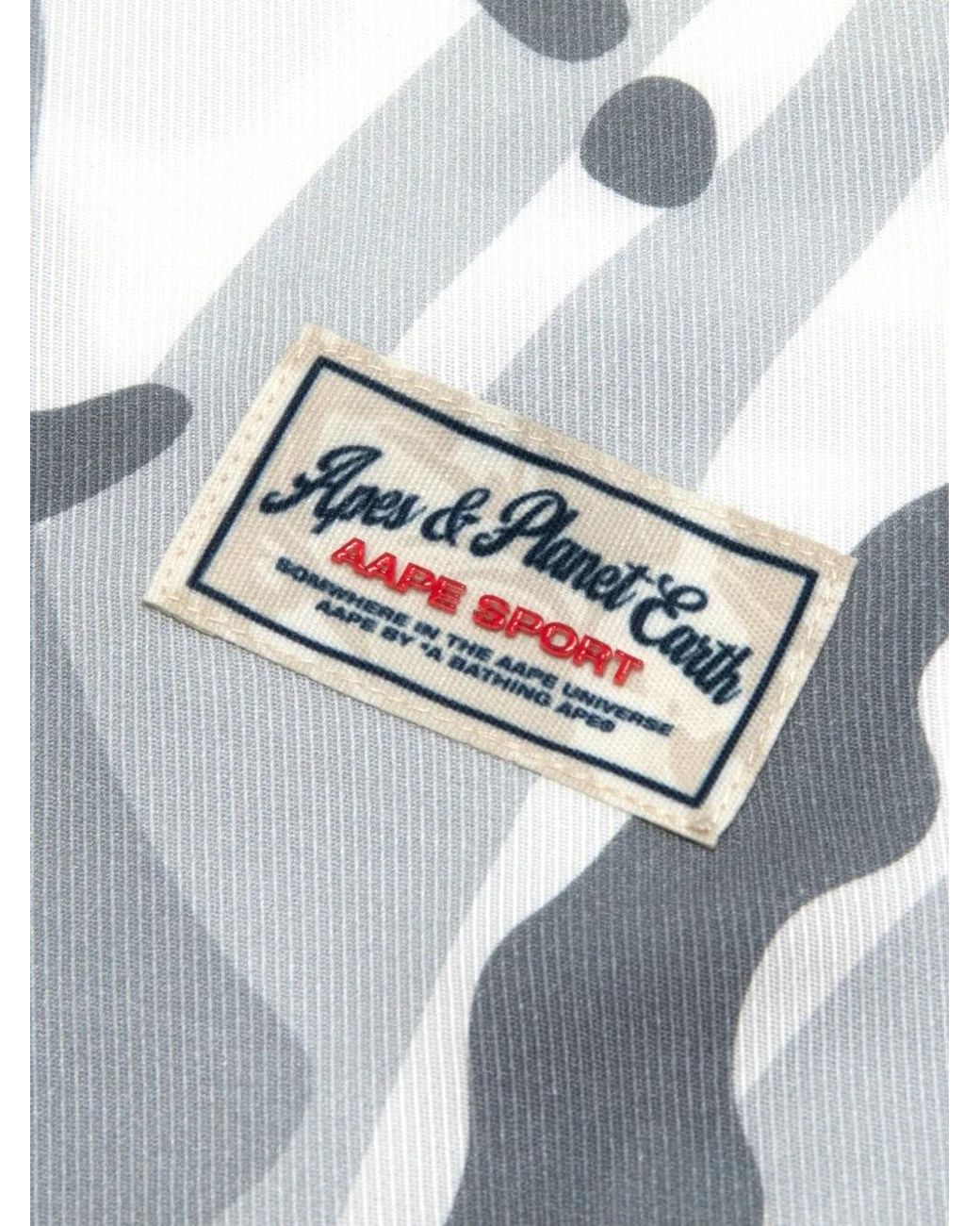 Aape By A Bathing Ape Gray Camouflage-Print Short-Sleeve Shirt for men