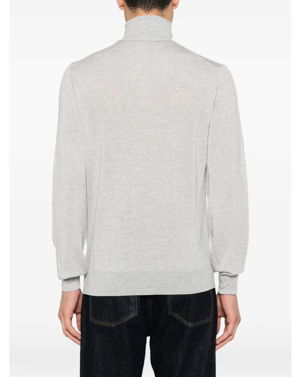 Canali White Roll-Neck Wool Sweater for men