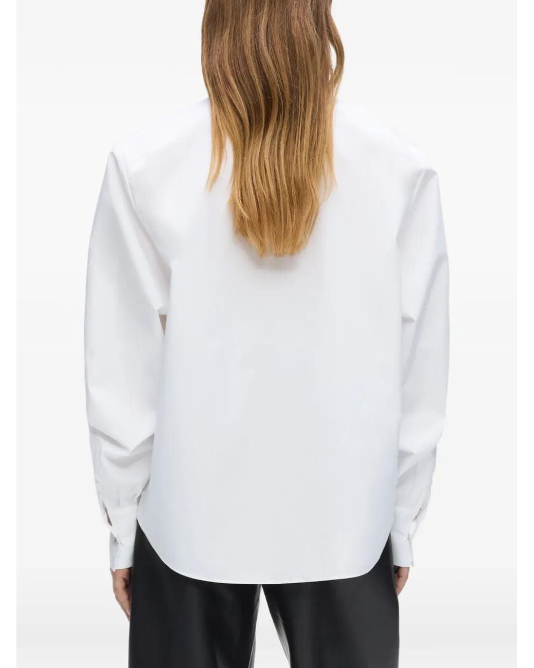 Karl Lagerfeld White Volume-Sleeve Poplin Shirt
