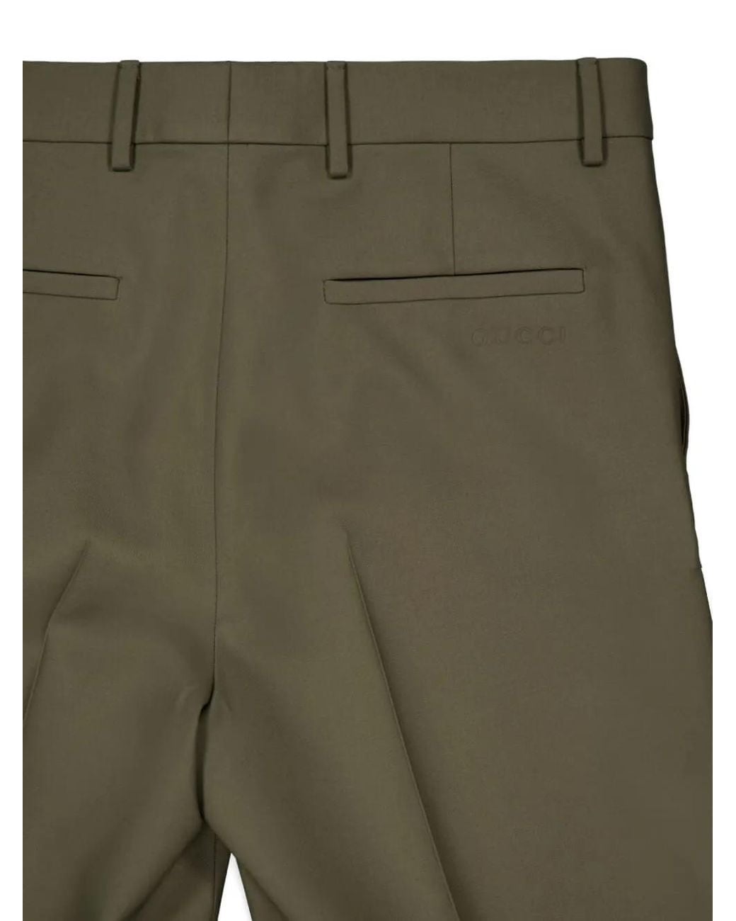 Gucci Green Gabardine Wool Trousers for men