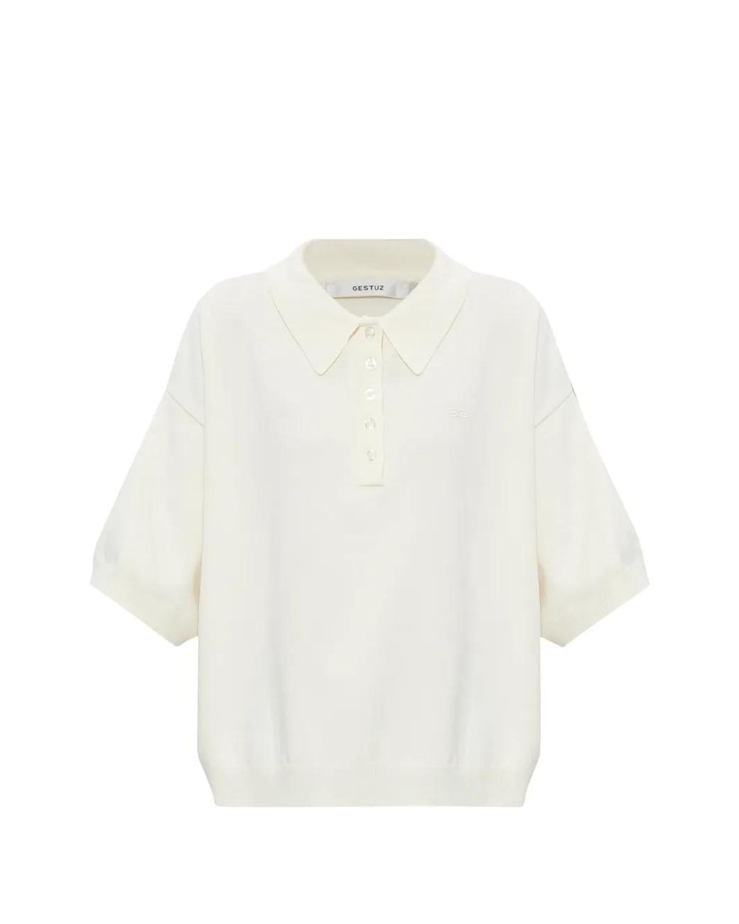 Gestuz White Gztalla Buttoned Polo Shirt