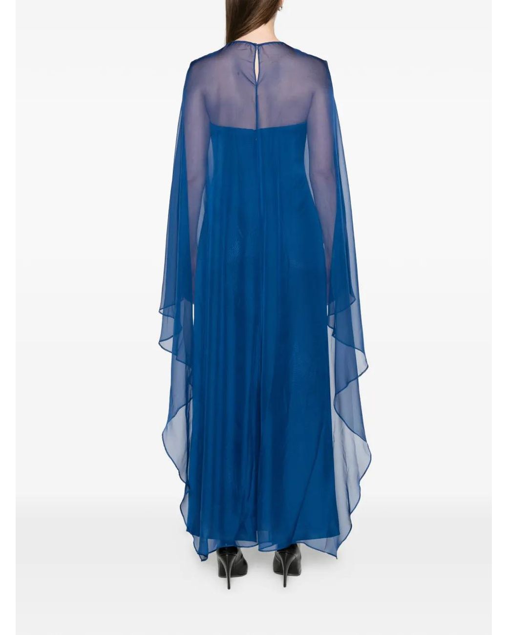 Jonathan Simkhai Blue Fiora Organza Cape Gown