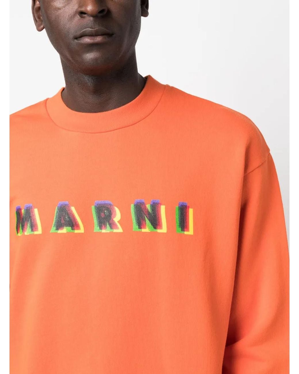 Marni Orange Logo-Print Cotton Sweatshirt for men