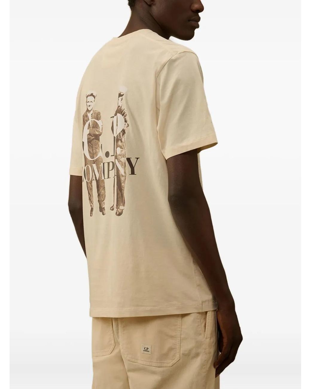 C P Company Natural Logo-Print T-Shirt for men
