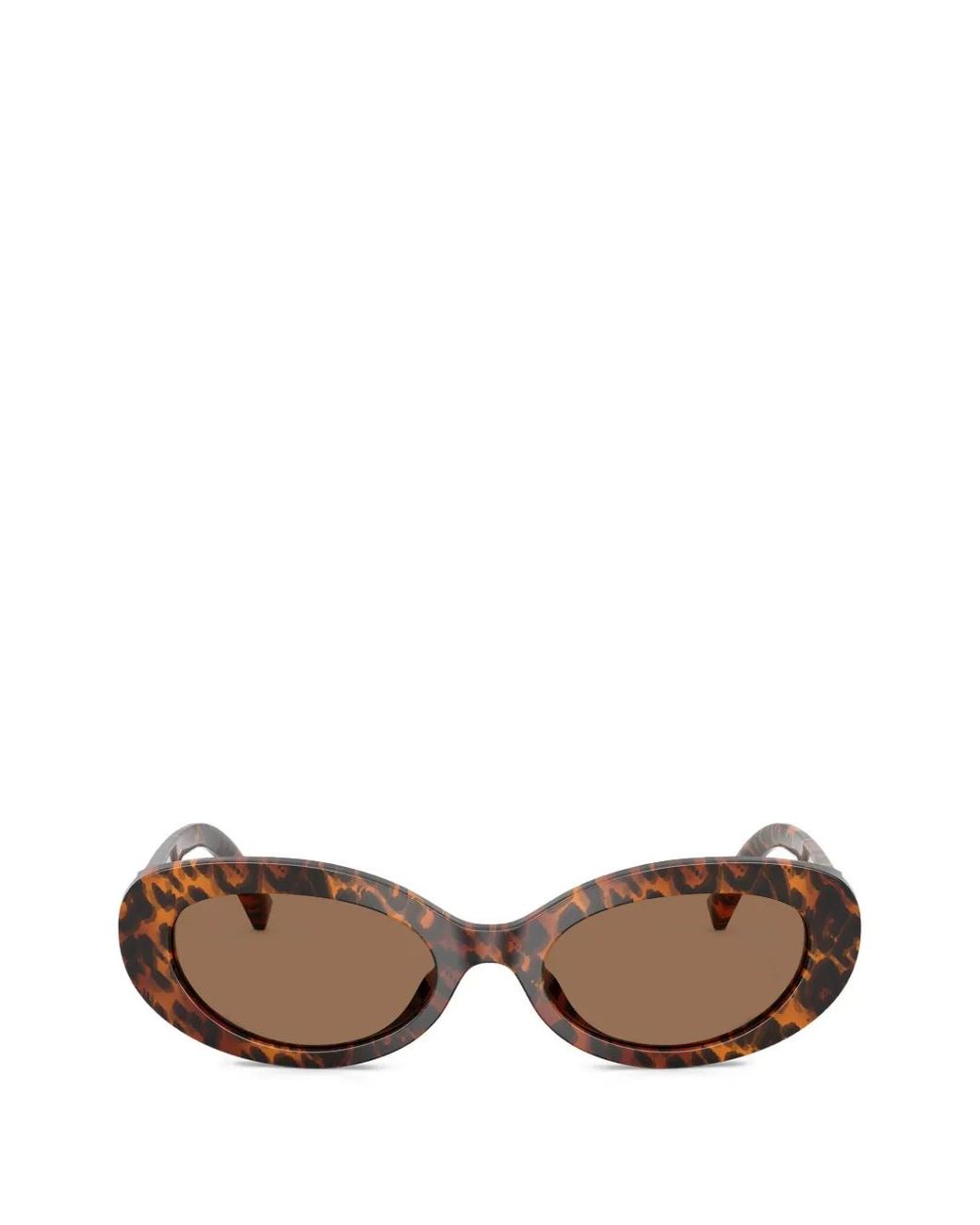 Dolce & Gabbana Brown Leopard-Print Oval-Frame Sunglasses