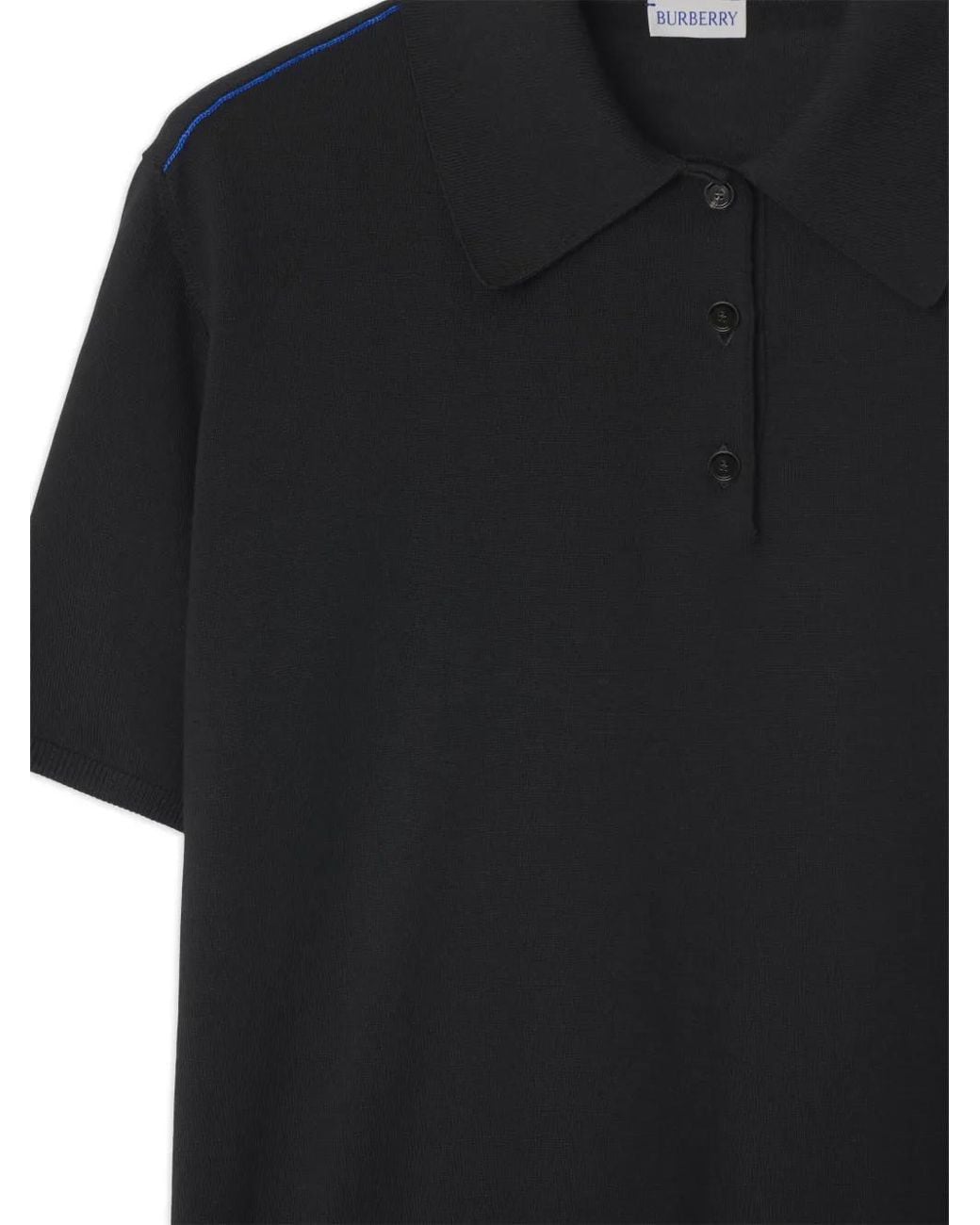 Burberry Black Short-Sleeve Wool Polo Shirt for men