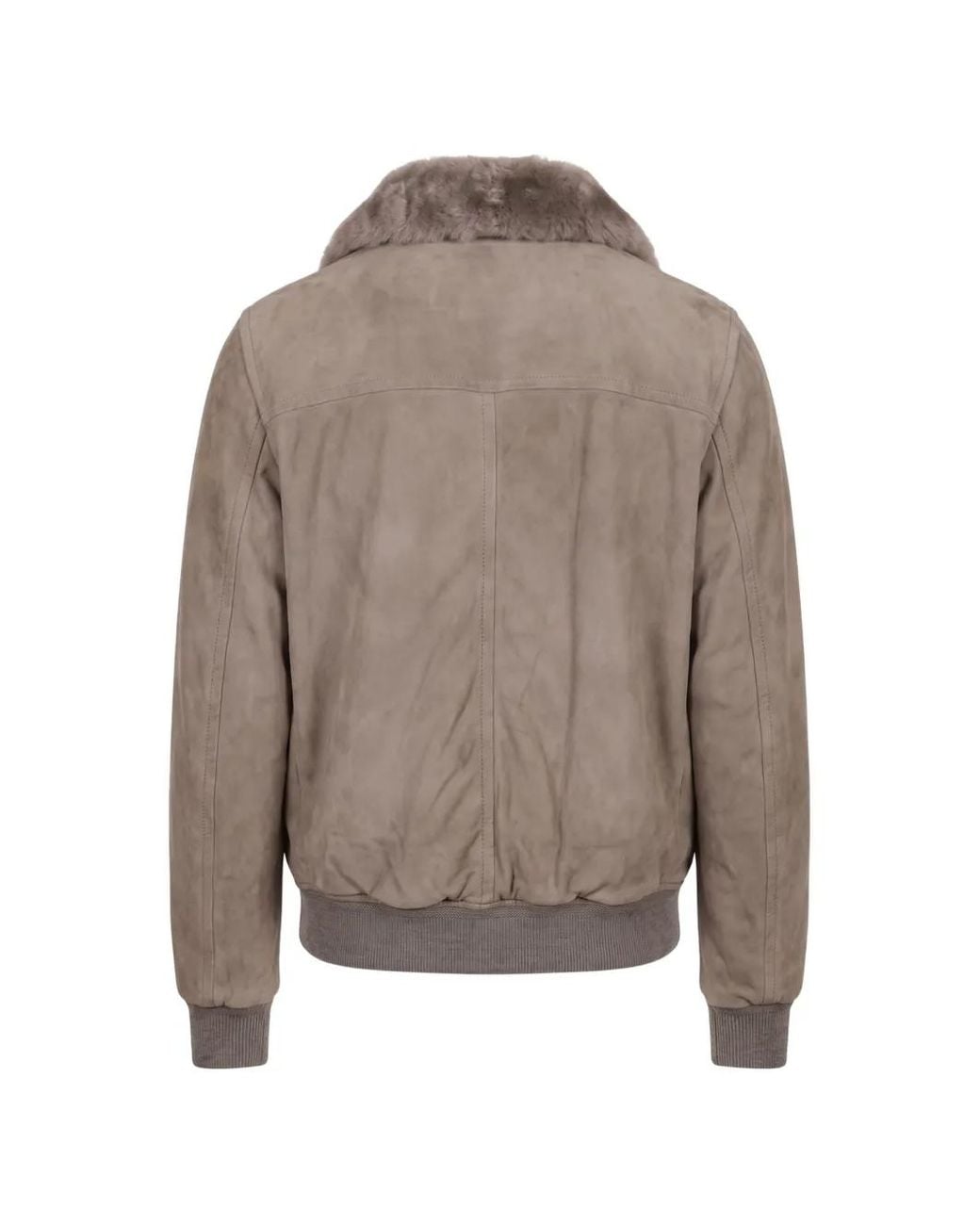 Moorer Brown Antenore Shearling-Collar Suede Jacket for men