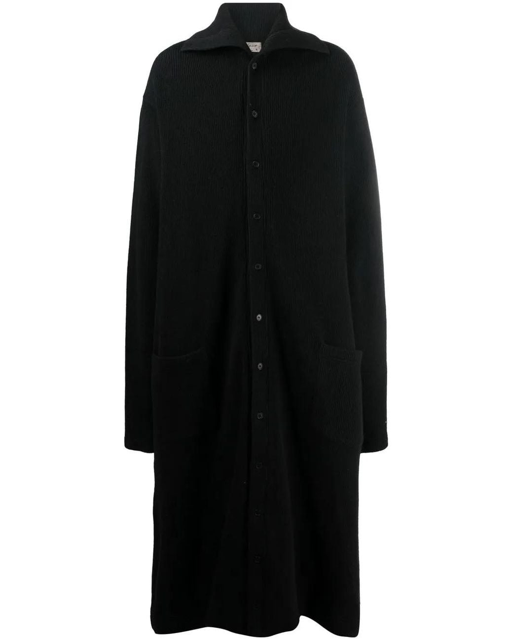 Yohji Yamamoto Black Fine-Knit Ankle-Length Coat for men
