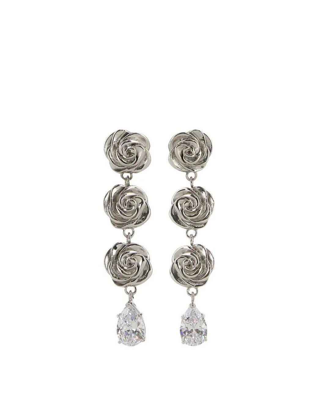 Magda Butrym White Boucles D'Oreilles Pendantes À Breloque Fleur