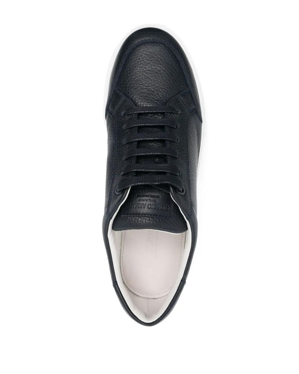 Giorgio Armani Blue Herren Pebbled Leather Sneakers for men