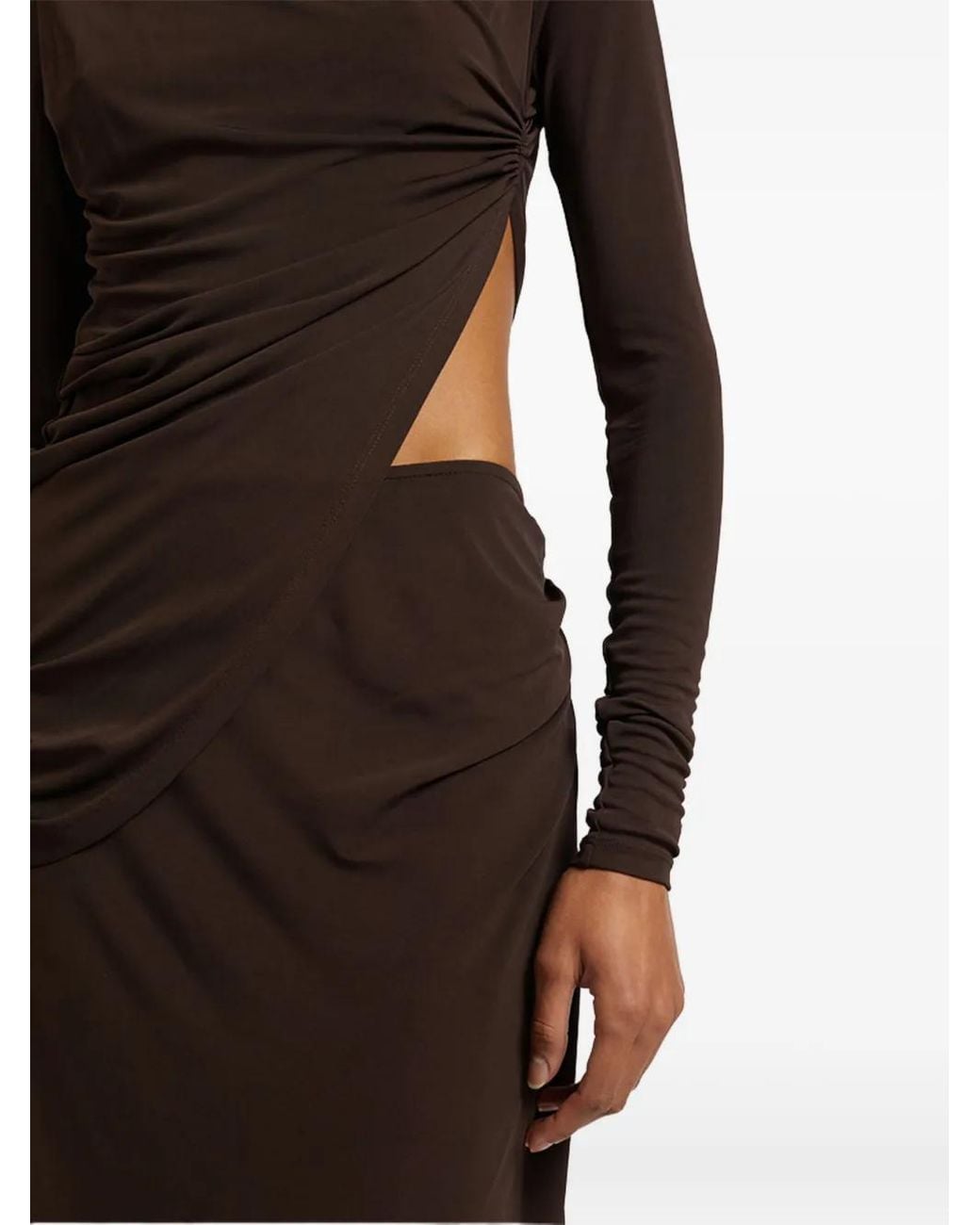 Christopher Esber Brown Cut-Out Draped Maxi Dress