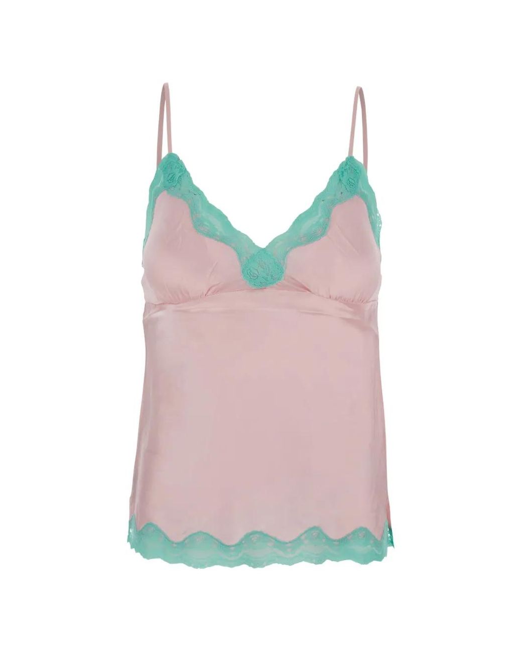 Gold Hawk Pink Lace-Trim Silk Top