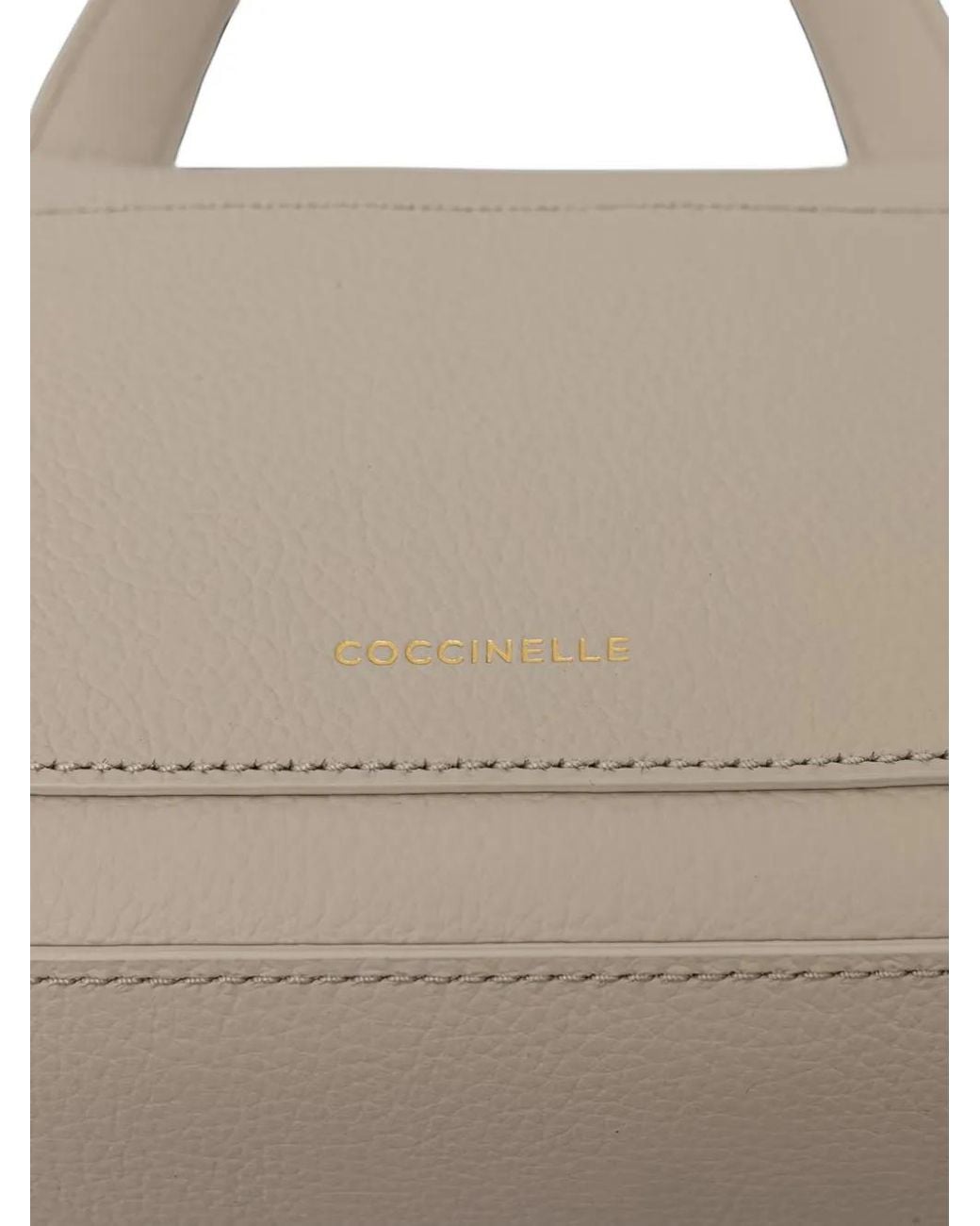 Coccinelle Natural Small Nikla Pebbled Leather Shoulder Bag