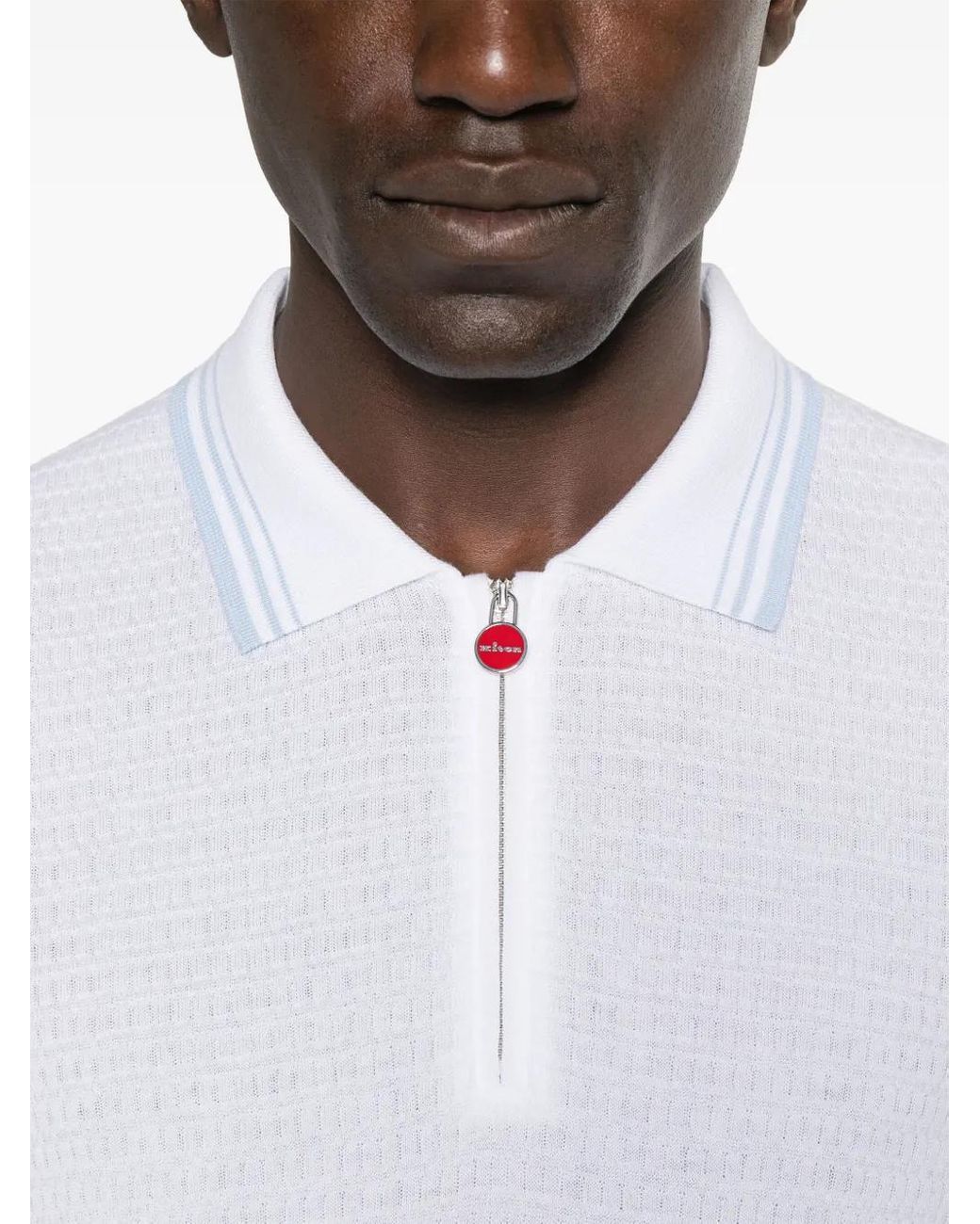 Kiton White Textured Polo Shirt for men