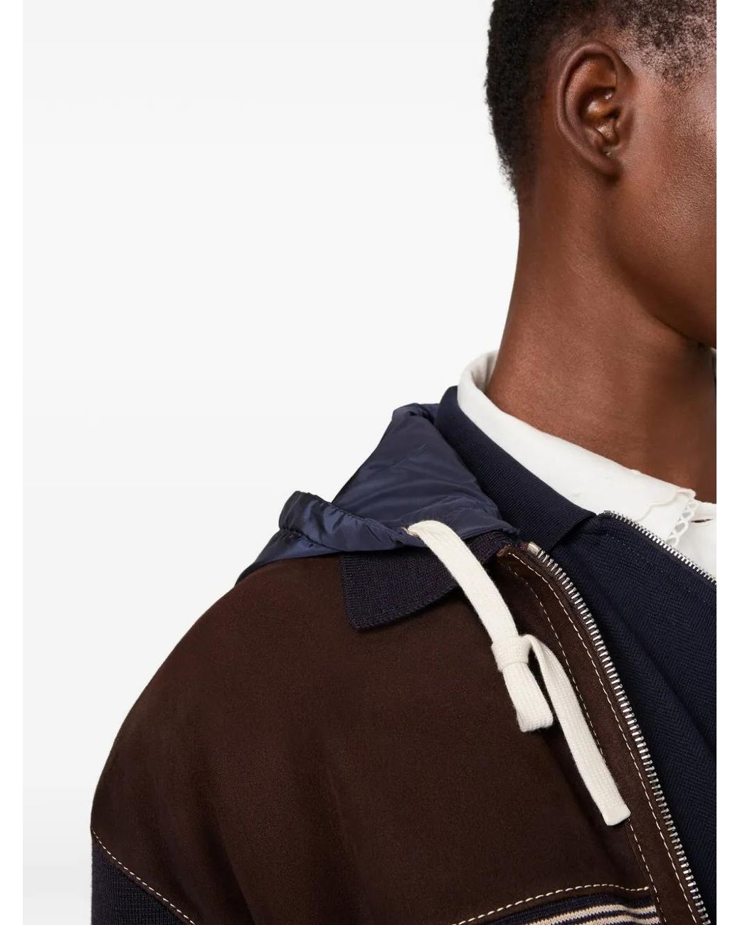 Miu Miu Blue Drawstrings Hooded Jacket