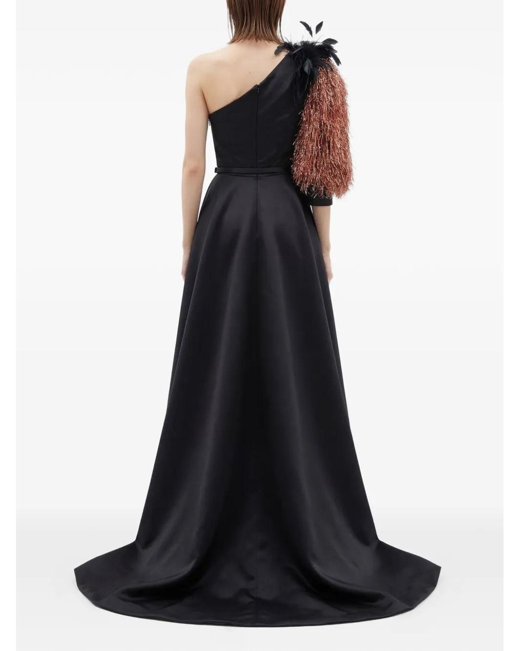 Gatti Nolli by Marwan White Feather-Embellished Gown Dress