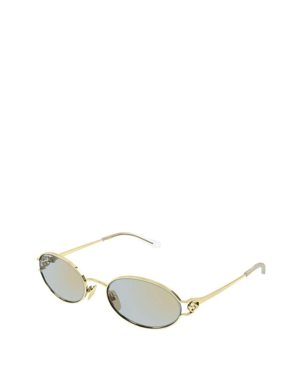 Gucci White Interlocking-G Oval-Frame Sunglasses