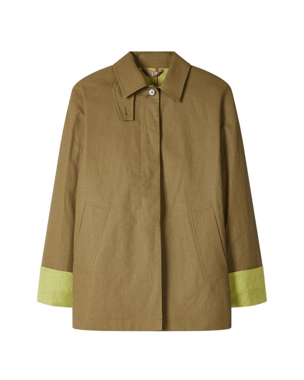 Paul Smith Green Linen Jacket With Contrast Cuffs