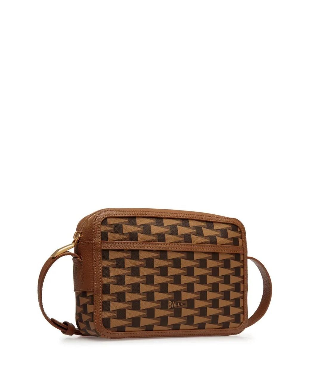 Bally Brown Monogram-Pattern Shoulder Bag for men