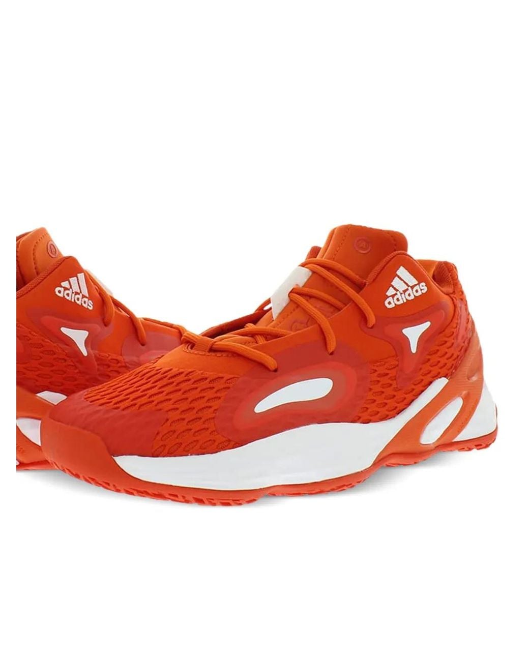 Adidas Red Mesh Lace-Up Sneakers With Rubber Sole for men