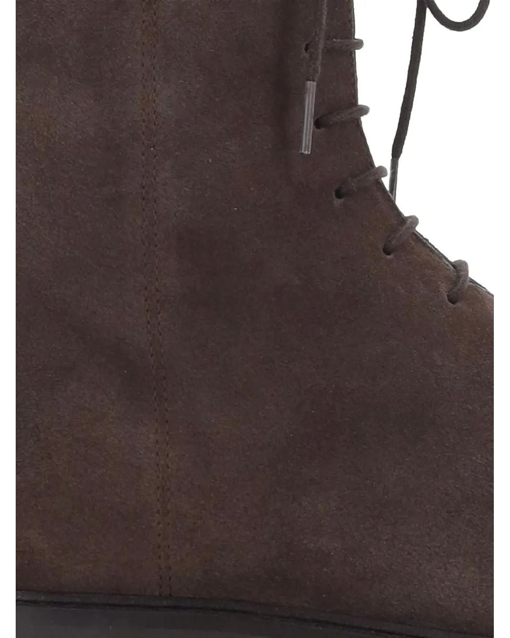 LEGRES Brown Lace-Up Suede Ankle Boots