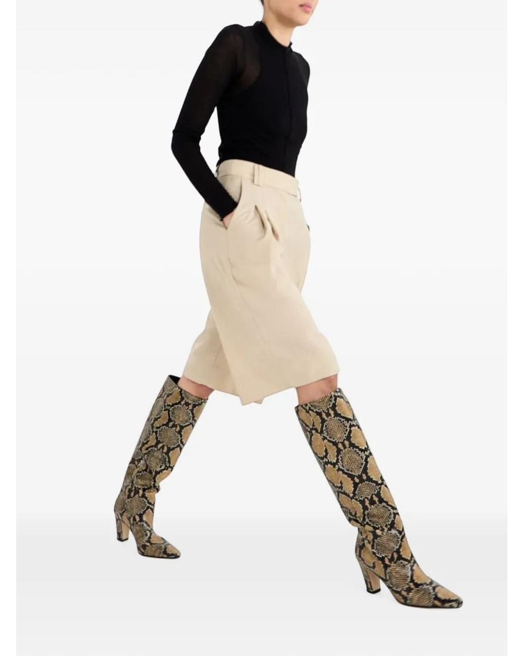 Aeyde White Silva Knee-High Boots