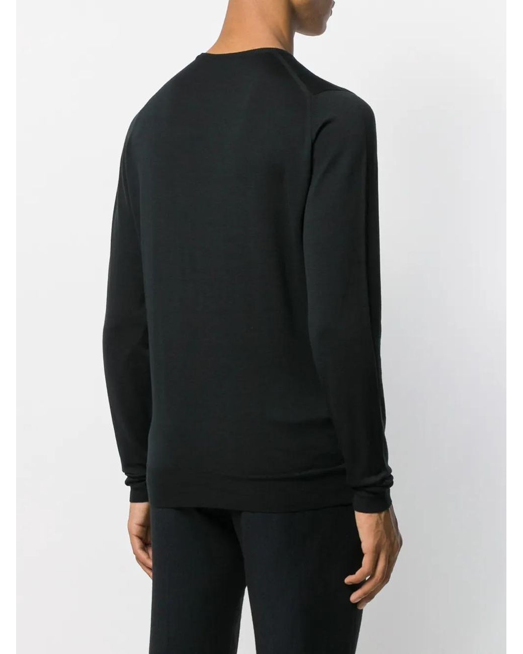 John Smedley Black Lundy Crew Neck Jumper for men