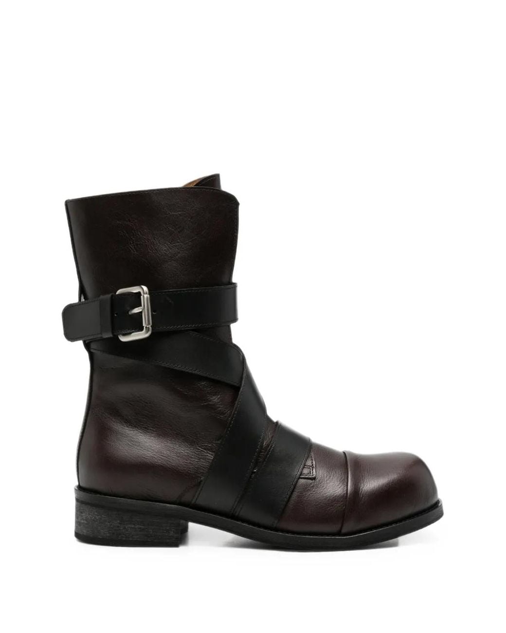 Egonlab Black Buckled Leather Boots for men
