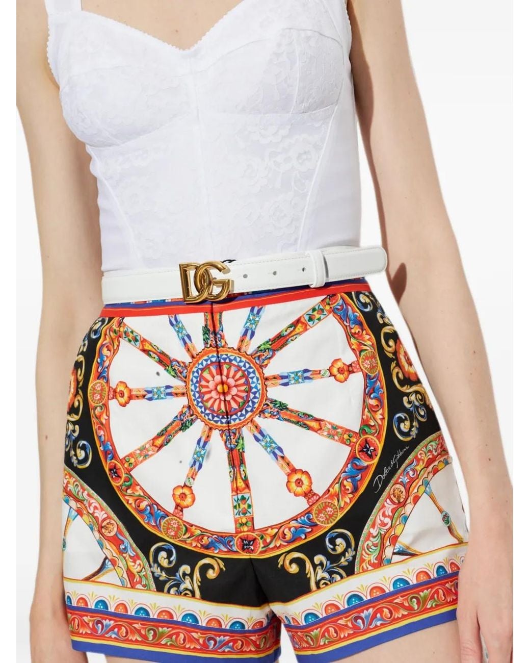 Ceinture En Cuir De Veau Avec Logo Dg Dolce & Gabbana en coloris White