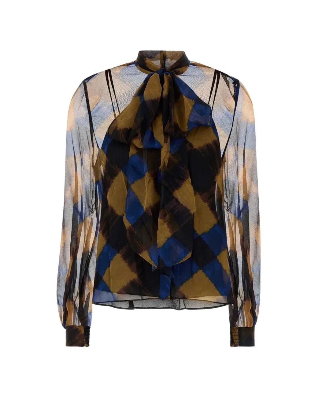 Diane von Furstenberg Blue Garcele Pussy-Bow Blouse