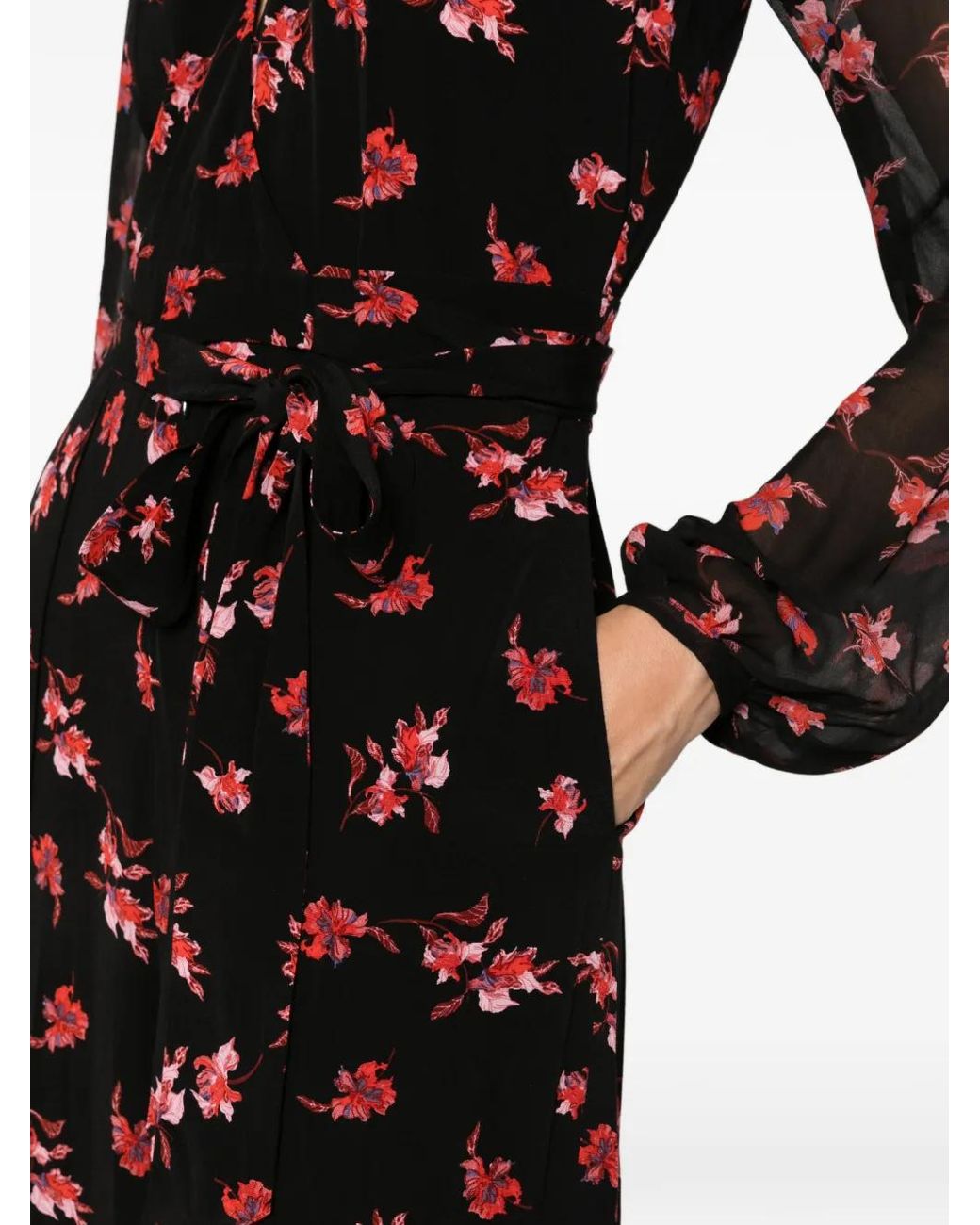 Diane von Furstenberg White Keira Floral-Print Tied-Waist Jumpsuit