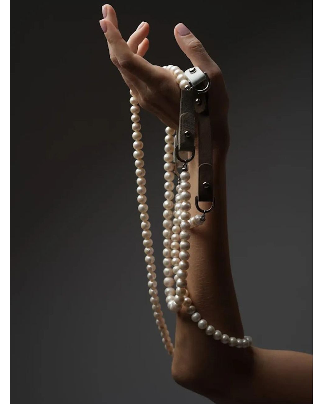 Elle Macpherson White Pearl Leather Necklace