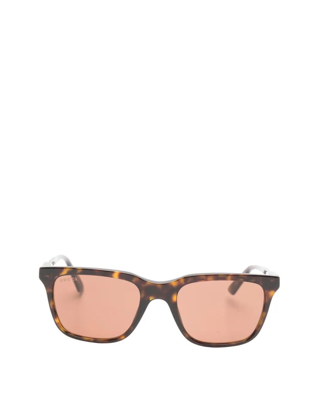 Gucci Pink Tortoiseshell-Effect Square-Frame Sunglasses