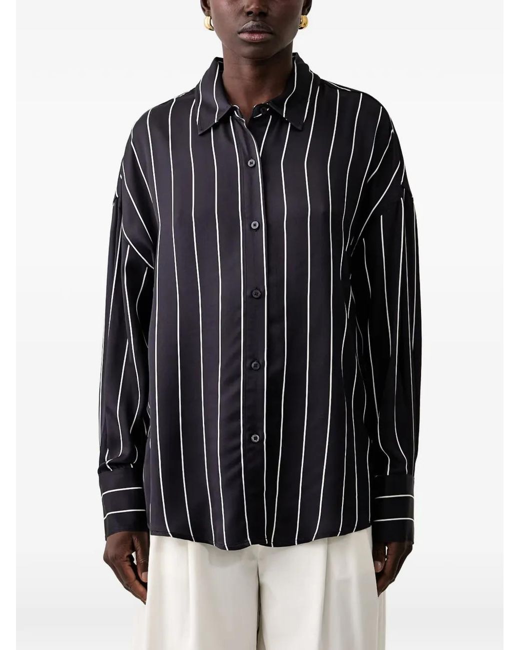 Guess Black Vertical-Stripe Shirt