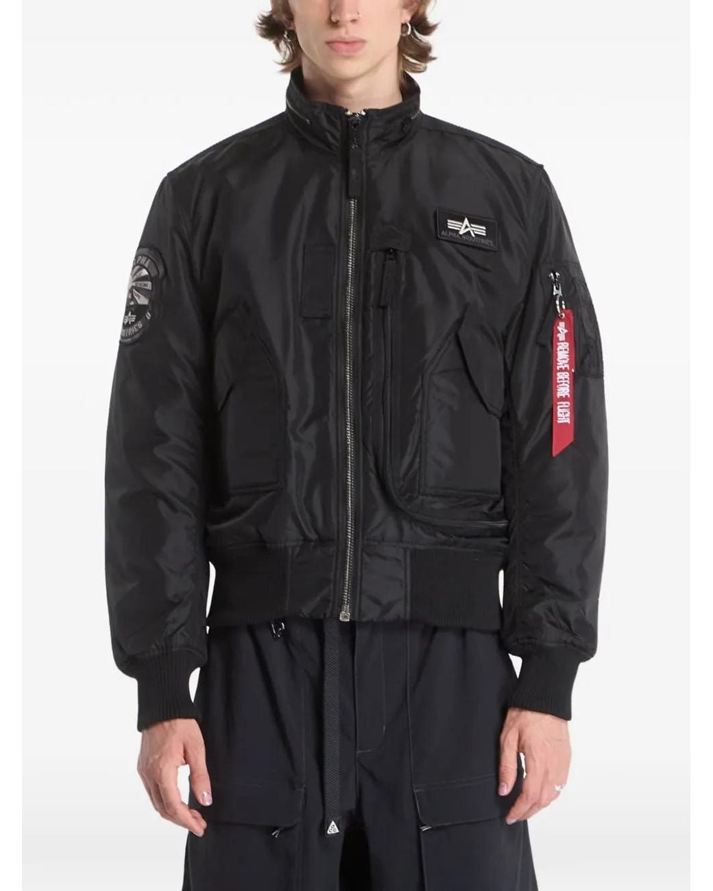 Alpha Industries Black Engine Bomber Jacket for men