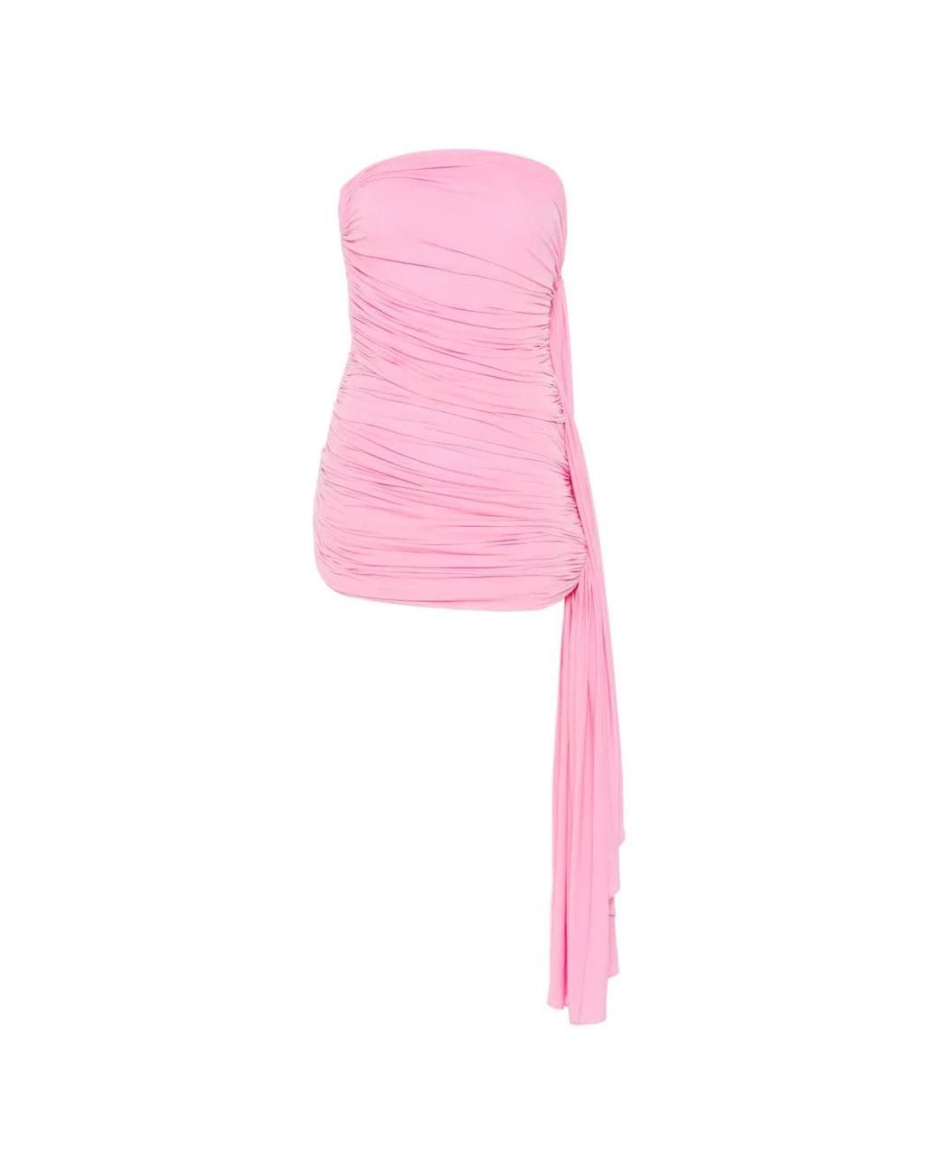 Alexander Wang Pink Asymmetric Ruched Strapless Mini Dress