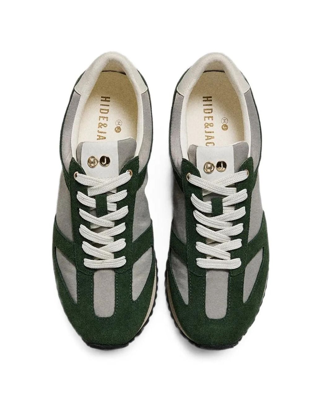 HIDE & JACK Green Roma Suede-Panelled Sneakers