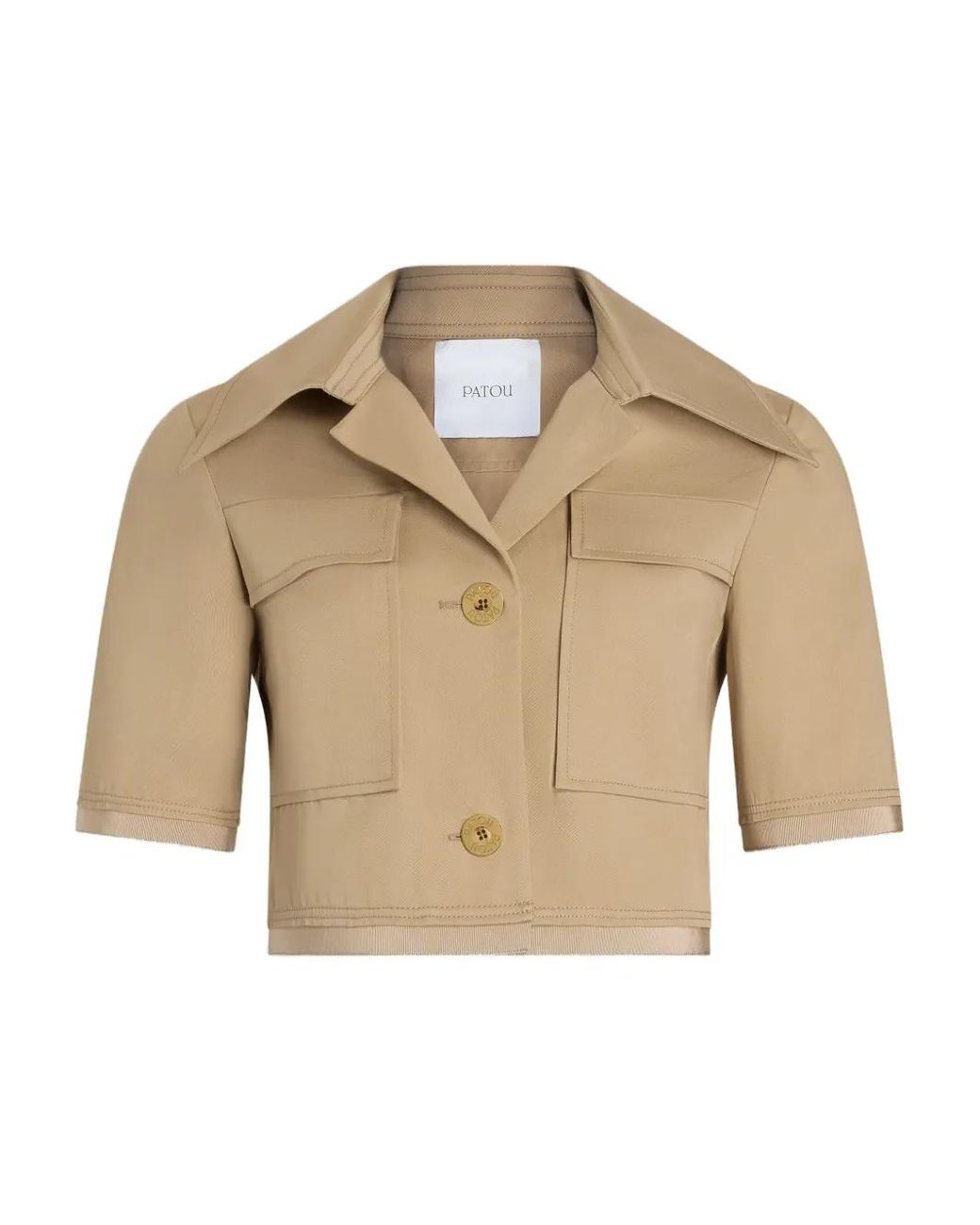 Patou Natural Short-Sleeved Cotton Cropped Jacket