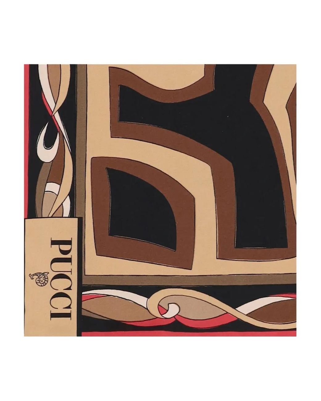 Emilio Pucci Brown Printed Silk Scarf