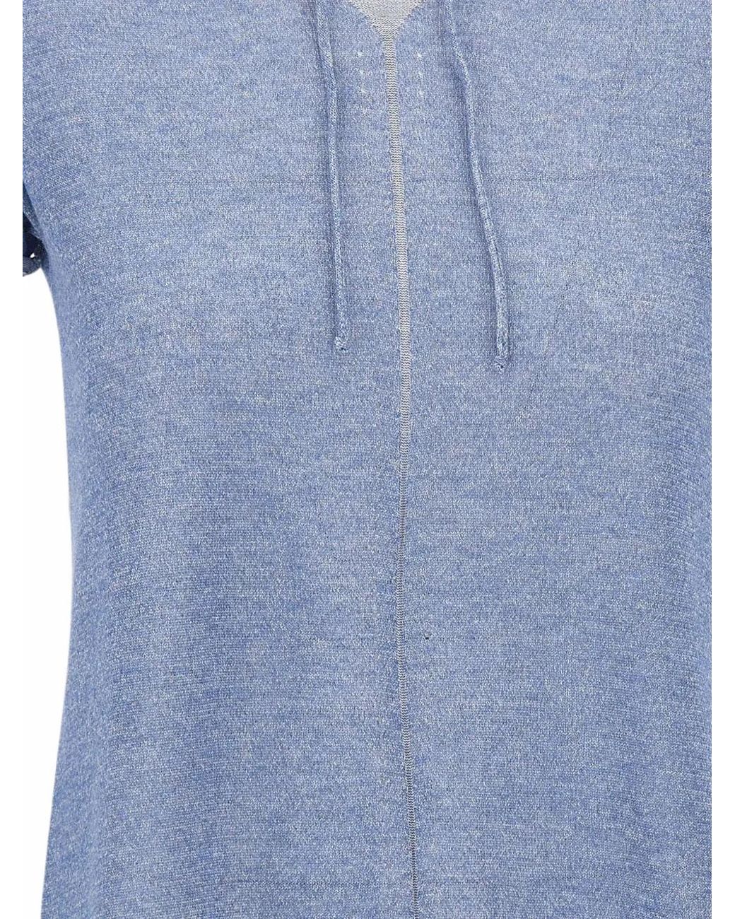 Kangra Blue Openwork Drawstring Sweater