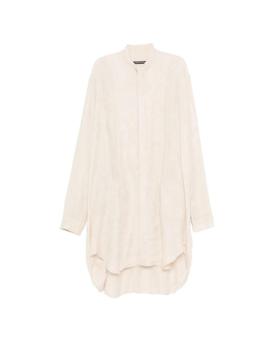 Julius White Chemise Longue À Col Mao for men