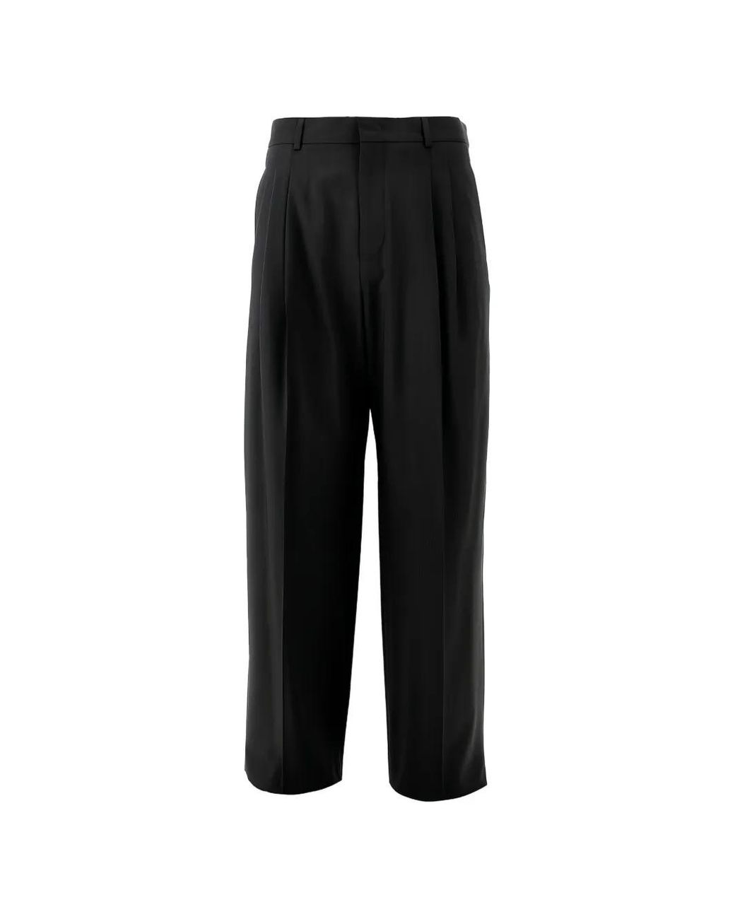 Emporio Armani Black Pleated Straight-Leg Trousers for men