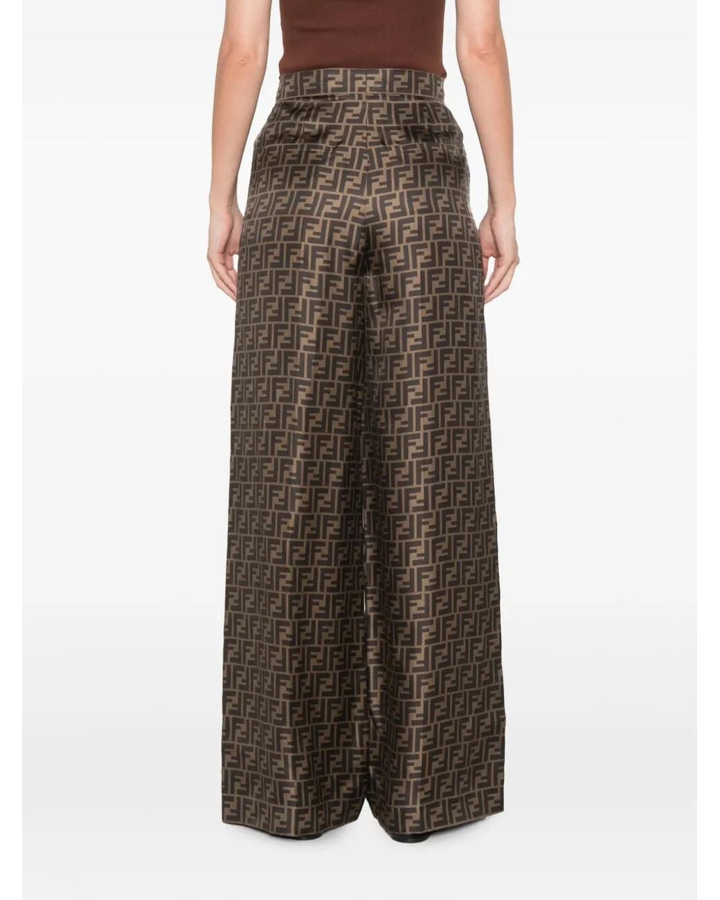 Fendi Multicolor Pantalon Palazzo À Logo Imprimé Ff