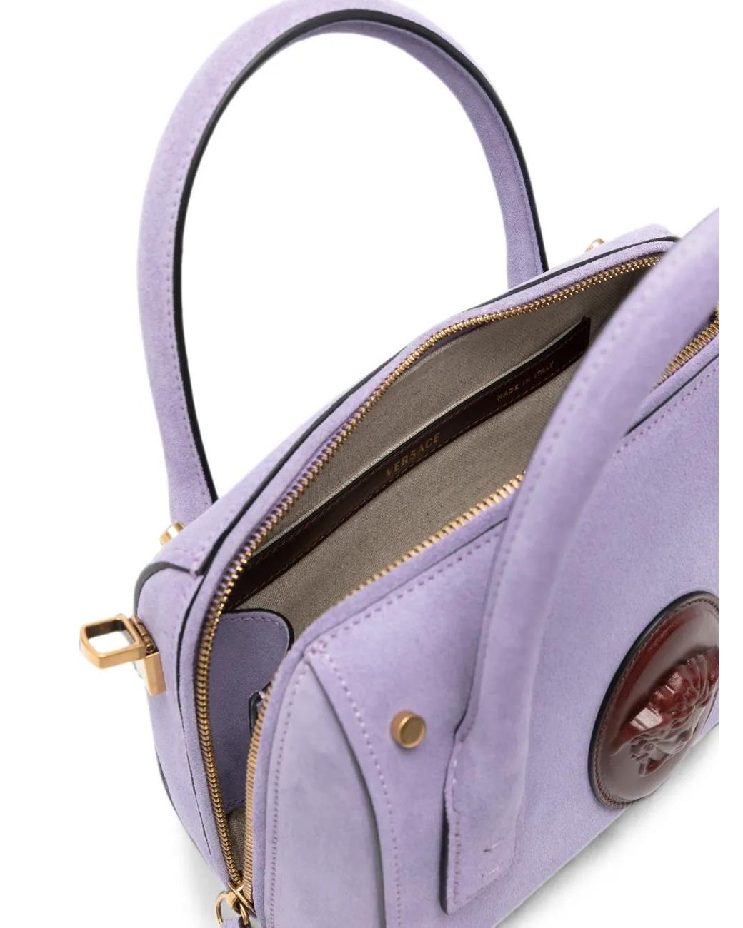 Versace Purple Petit Sac Boston Roomy En Daim