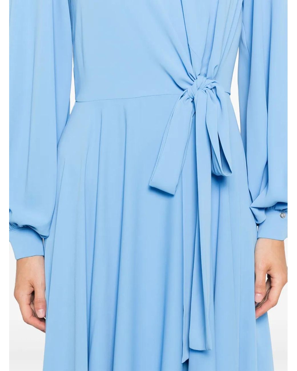 Nissa Blue High-Neck Midi Dress