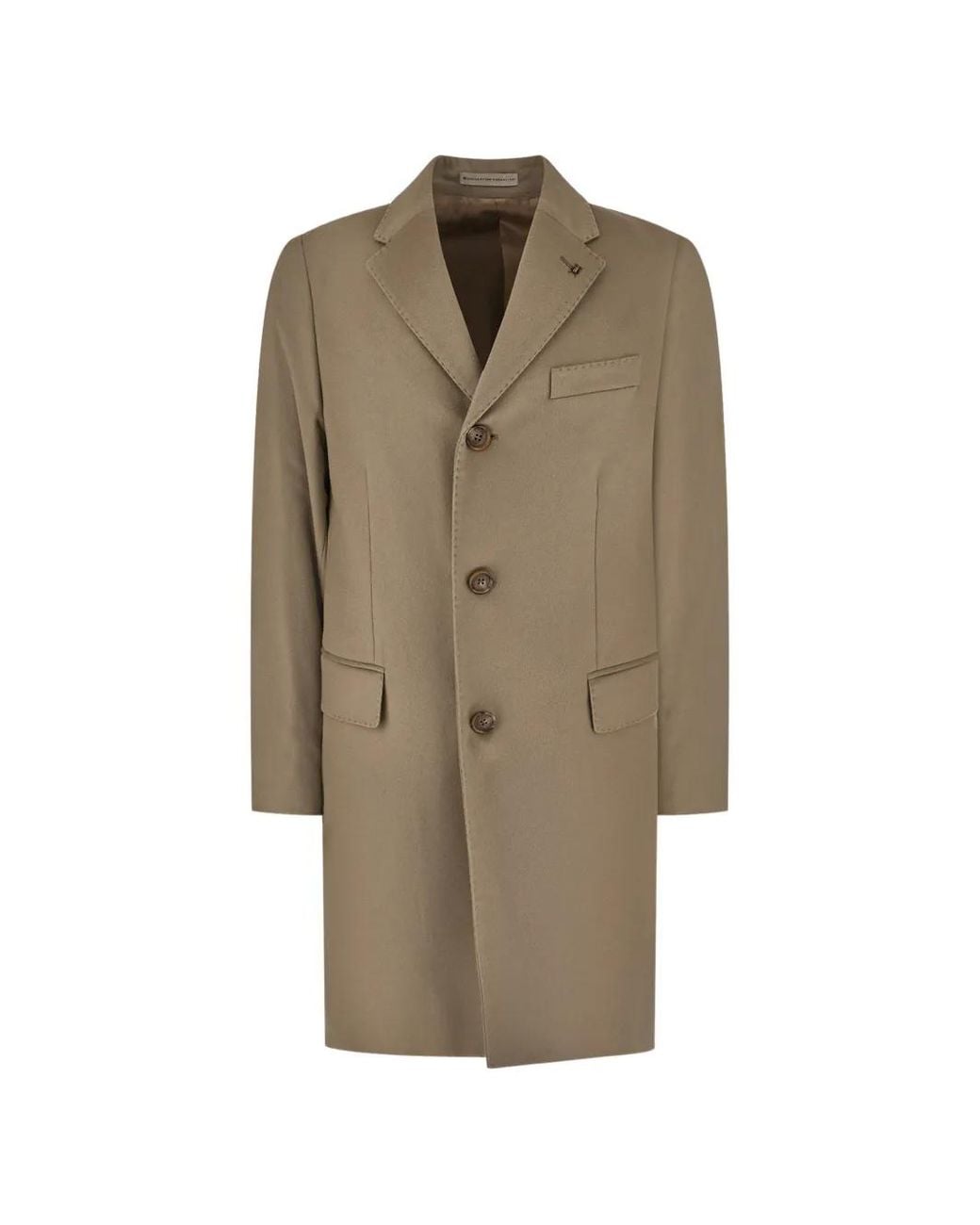 Corneliani Natural Single-Breasted Notched-Lapels Coat for men