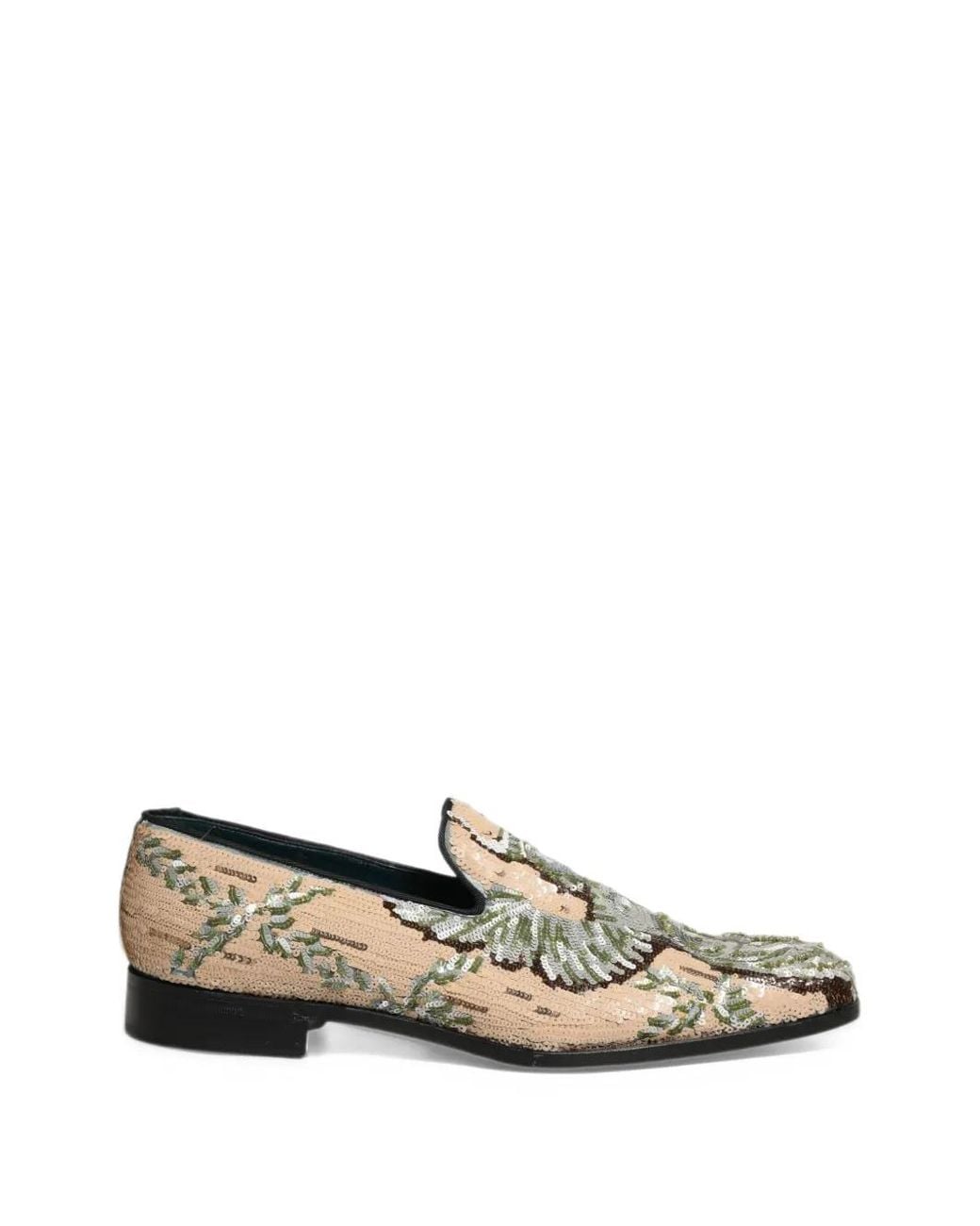 Dolce & Gabbana White Sequin-Embellished Loafers for men